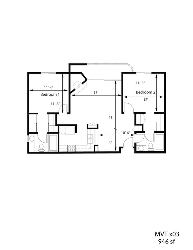 Floor Plan - 2BR 2BA - FLOOR PLAN B - 1441 MIDVALE