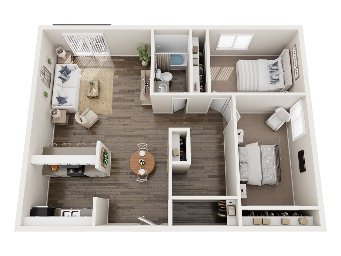 Floor Plan - Two Bedroom One Bathroom B 