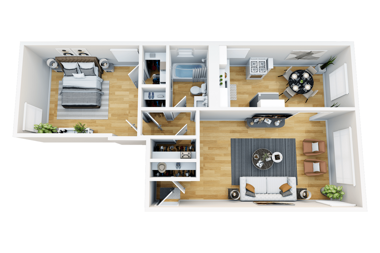 Floor Plan - 1 Bedroom, 1 Bath