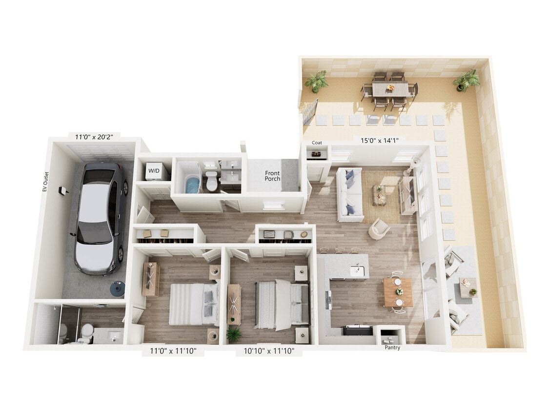 Sunella | 2x2 | 1000 sf - Sunella
