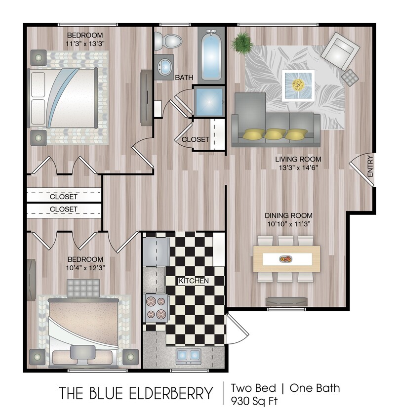 930 sq ft - The Blue Elderberry Renovated (Garden)