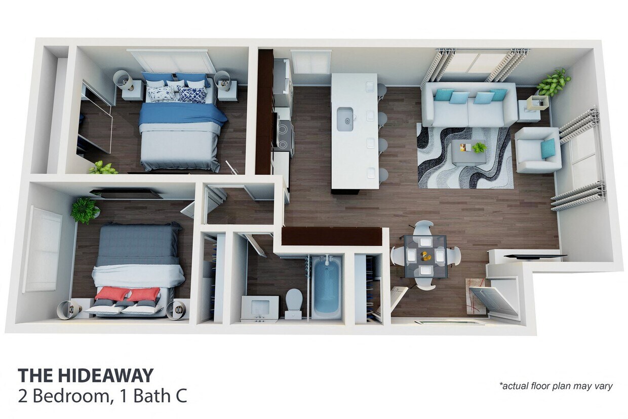 Floor Plan - 2 Bedroom, 1 Bath 