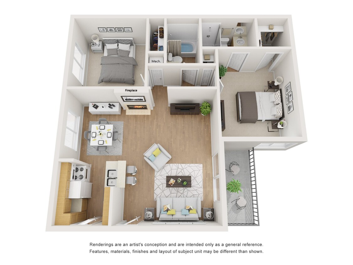 Floor Plan - Two Bedroom Two Bath