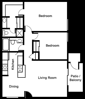 2 Bedroom 2 Bath - Plan C-2 Bedroom 2 Bath