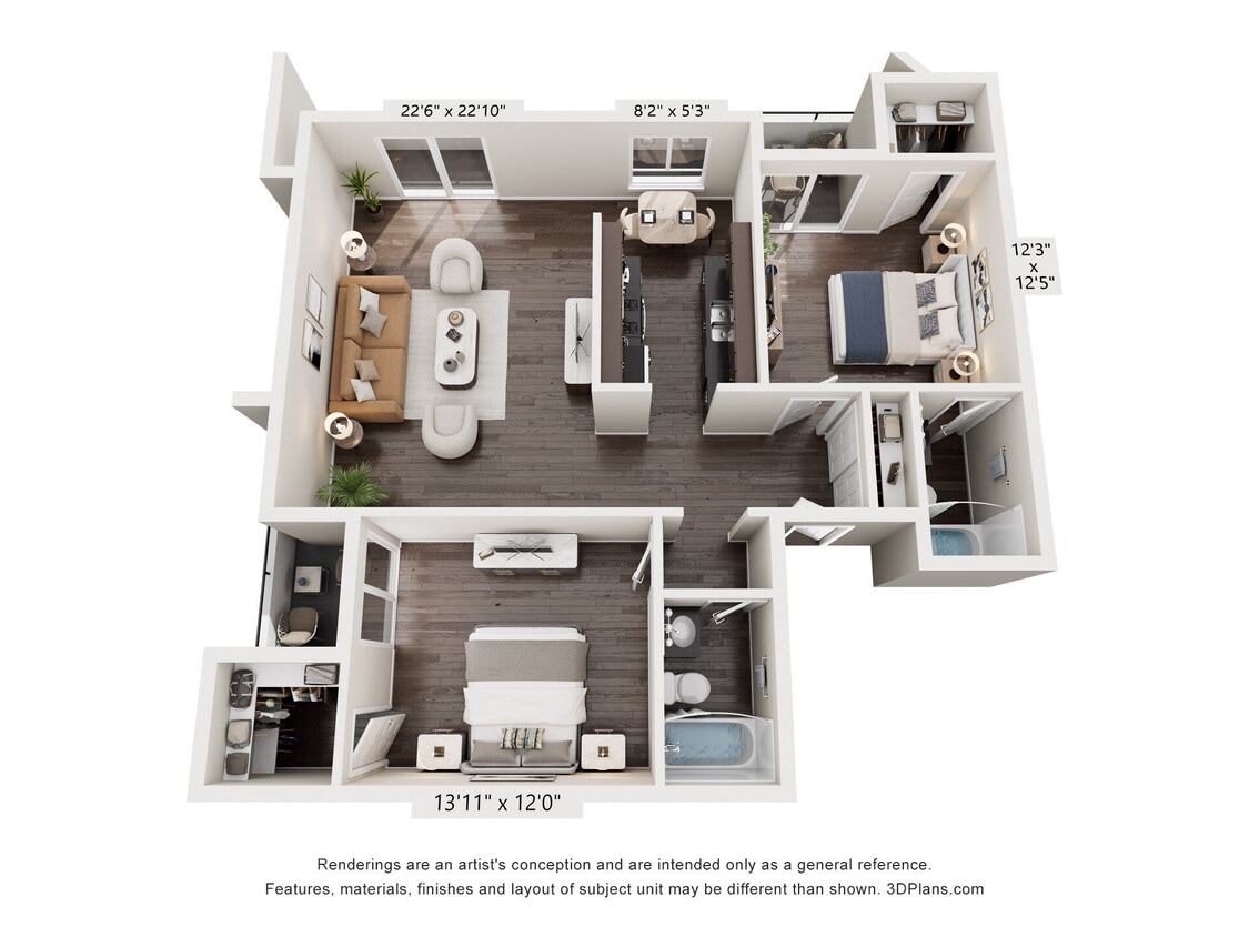 Floor Plan - 2 Bed, 2 Bath C