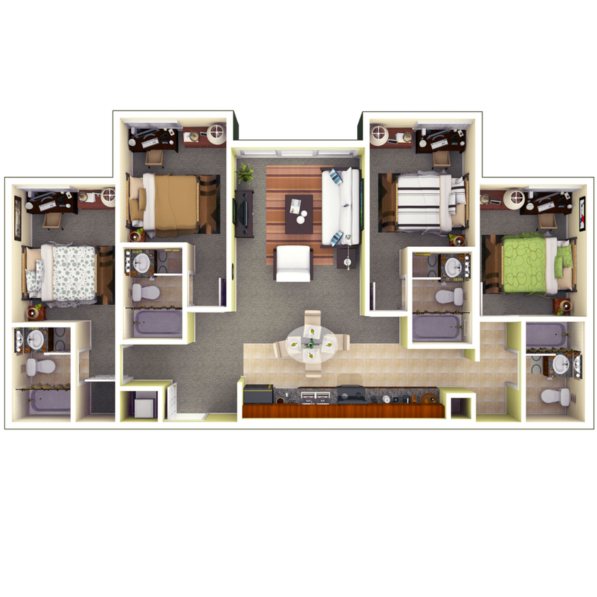 Floor Plan - 4 Bed 4 Bath Renovated