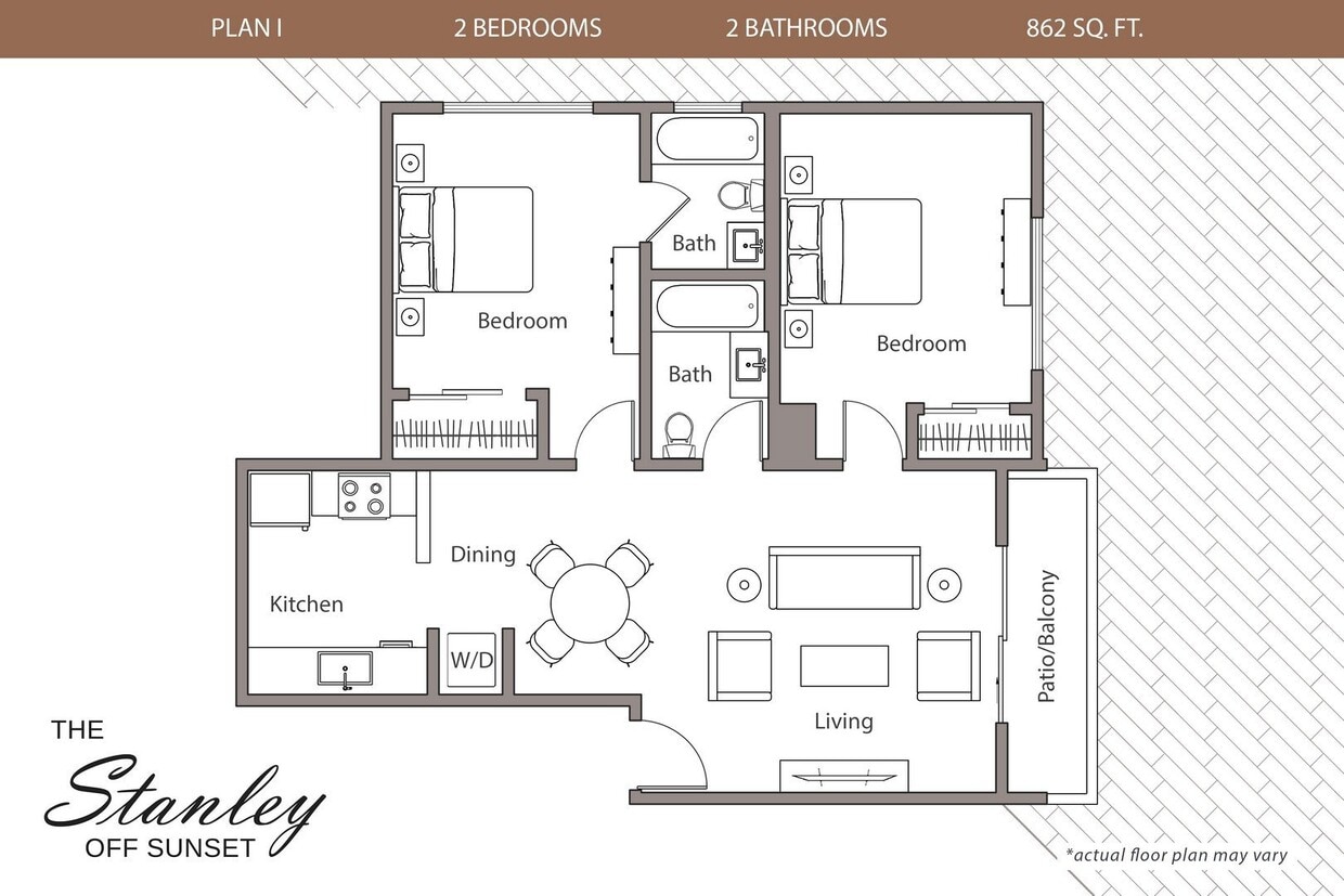 Floor Plan - 2 Bedrooms, 2 Baths Plan I
