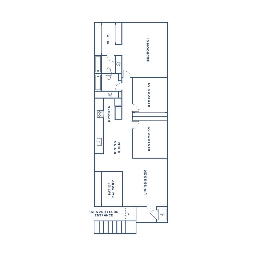 Floor Plan - 3 Bed, 2 Bath - C4 (Camino Real)
