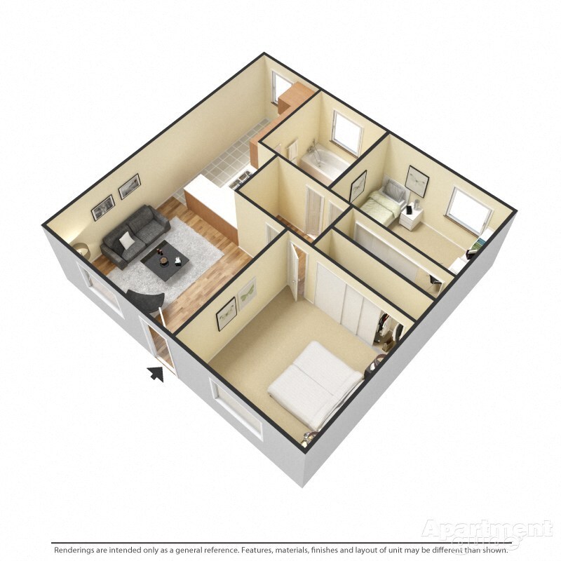 Floor Plan - 2 Bedroom 1 Bathroom
