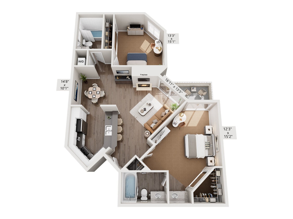 Floor Plan - 2 Bed, 2 Bath F