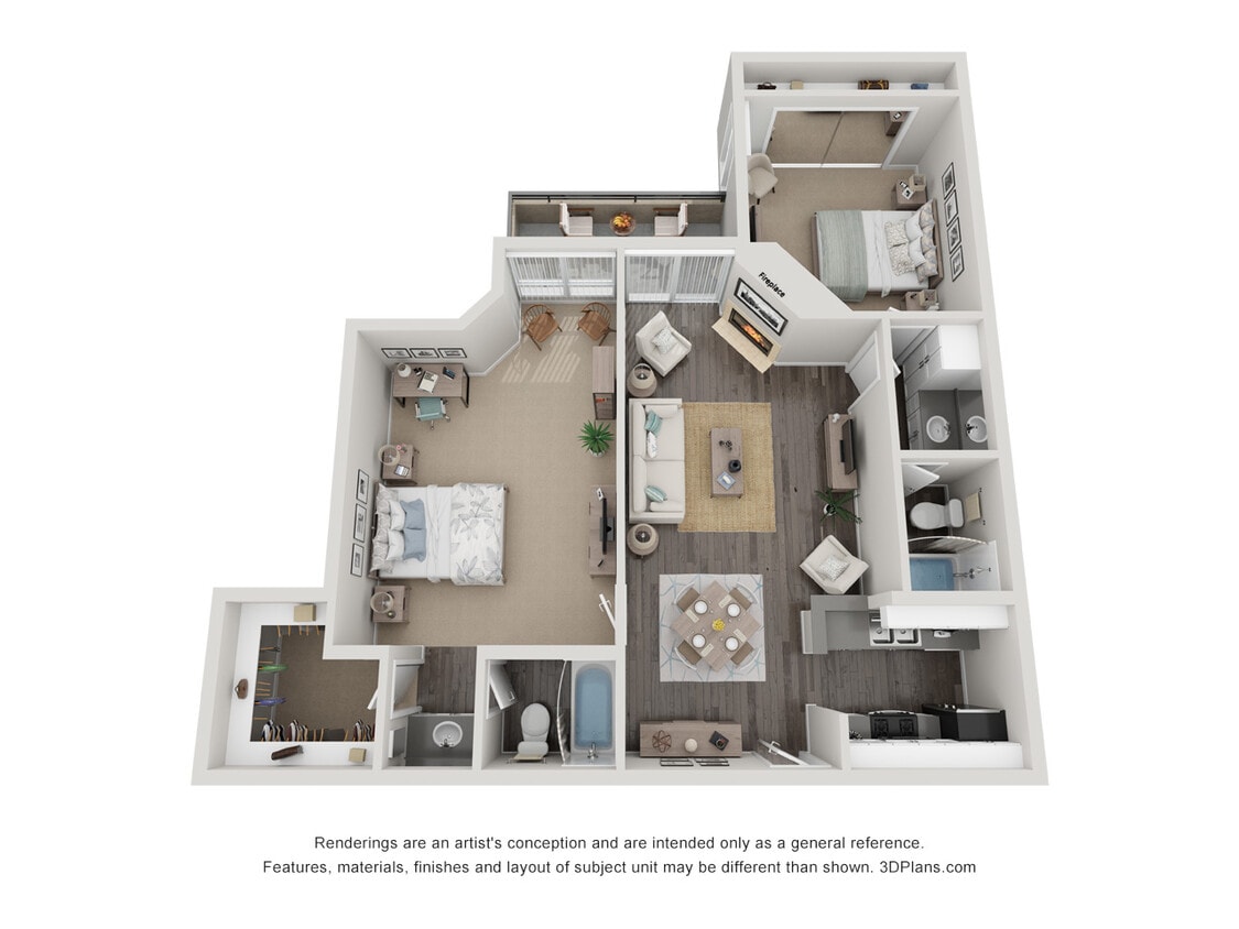 Floor Plan - Two Bed Two Bath-Tower 1