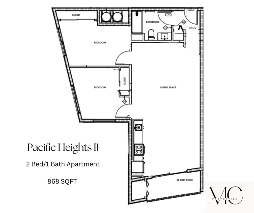 Floor Plan - 2 Bed / 1 Bath
