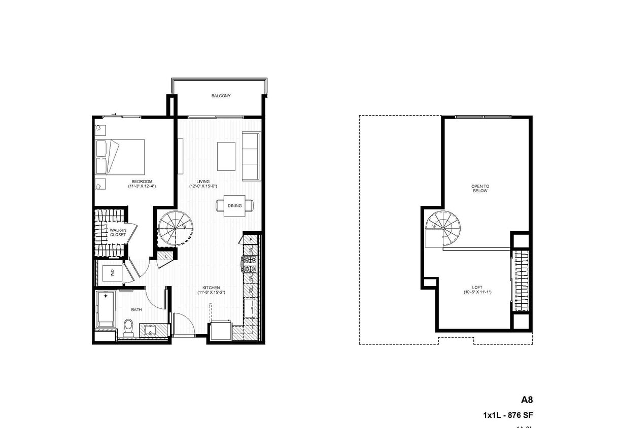 Floor Plan - A8 1x1 Loft
