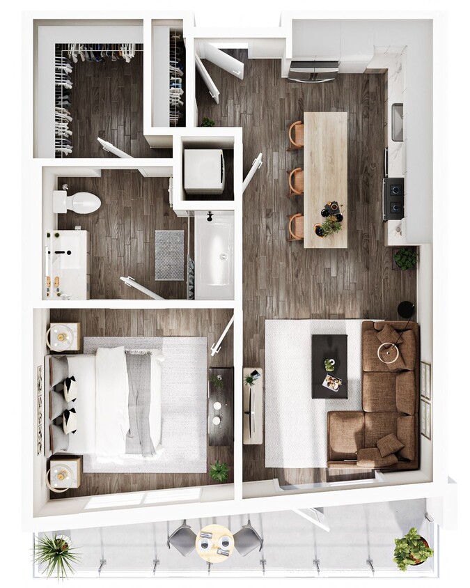 Floor Plan - 1 Bedroom | 1 Bath | Plan A2