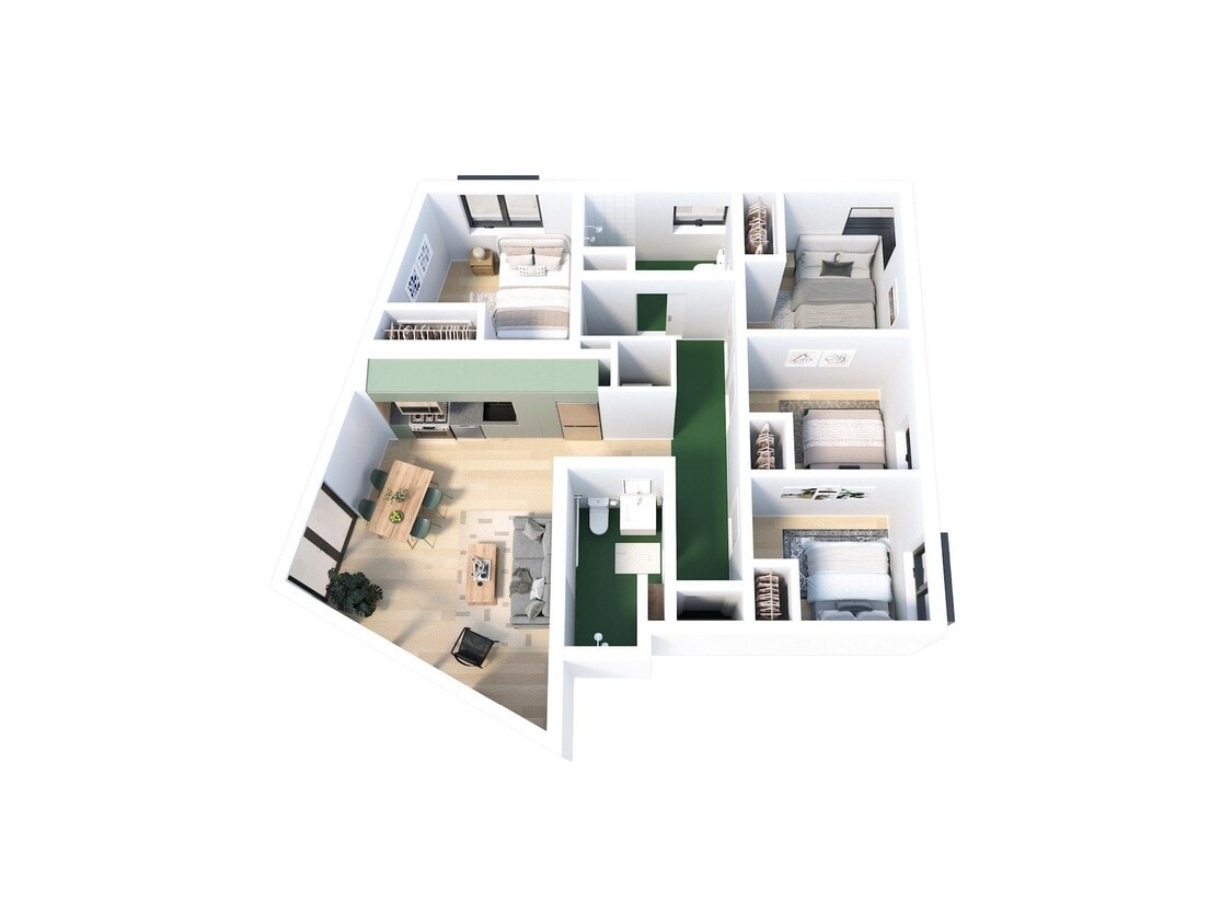 Floor Plan - Co-Living  | Freeway | 4 BR, 2 BA 
