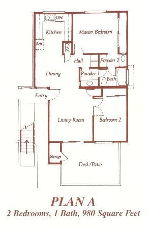 Floor Plan - 2 Bedroom 1 Bath Upstairs