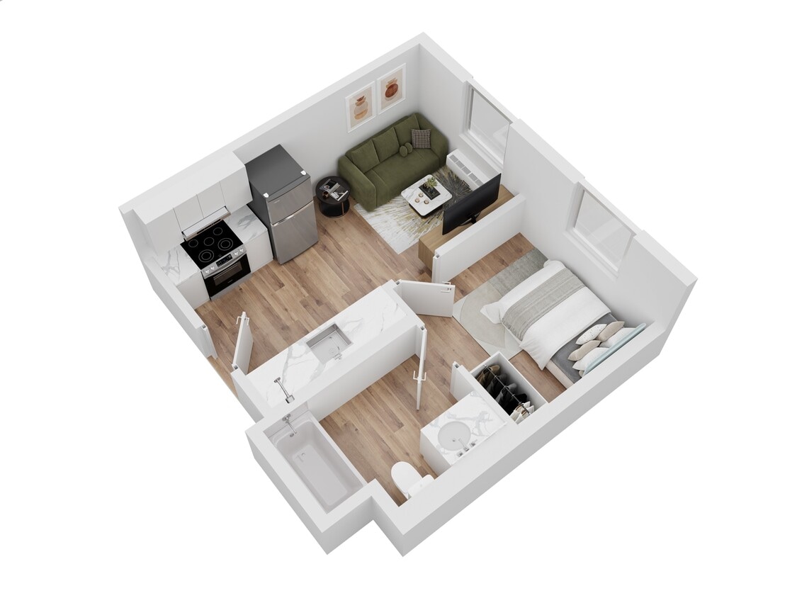 Floor Plan - 1 BR, 1 BA