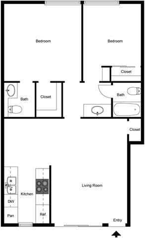 Floor Plan - 2 Bedroom 1.5 Bath