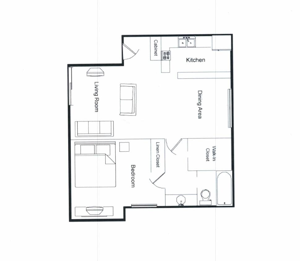 Floor Plan - 1st Fl - 1 Bedroom 1 Bathroom