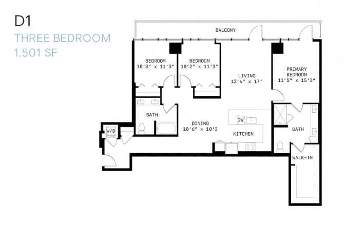 Floor Plan - Three Bedroom D1