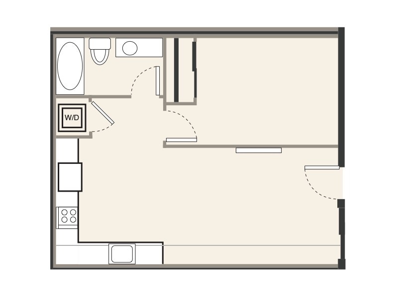 Floor Plan - D.1 1 bed, 1 bath