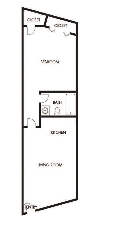 Floor Plan - 1 Bed, 1 Bath B