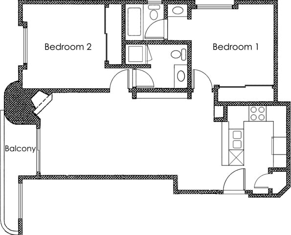 Floor Plan - 2BR 2BA - FLOOR PLAN D - 1400 MIDVALE