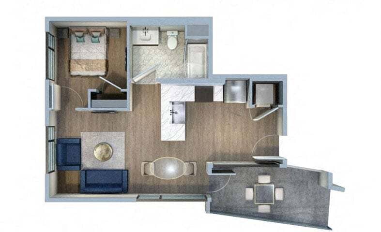 Floor Plan - 1 Bed/1 Bath-1S