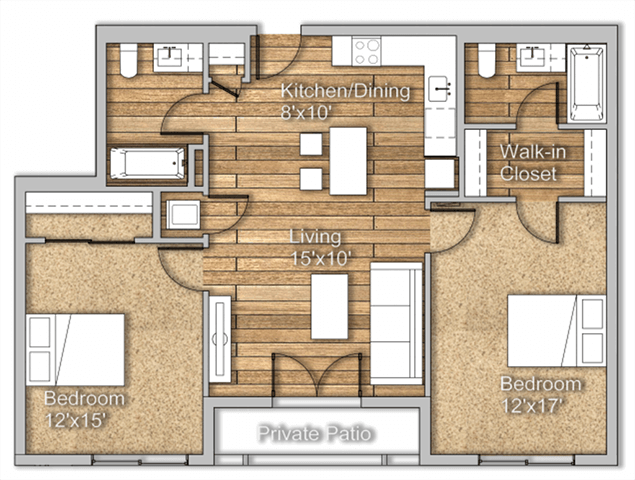 Floor Plan - 2x2K