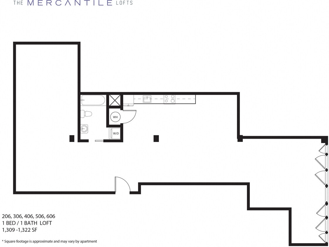 Floor Plan - 1 Bedroom Loft - Plan 6