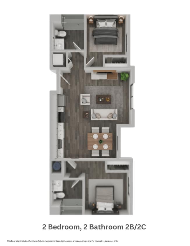 Floor Plan - Two Bedroom, Two Bathroom 2B/2C (mkt)