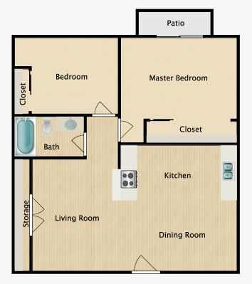 Floor Plan - 2/1 Patio