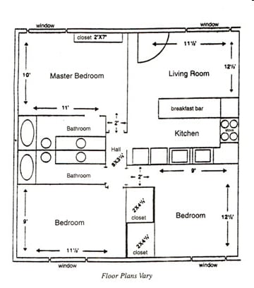 Floor Plan - 3 BR 2 BA FRONT UNIT