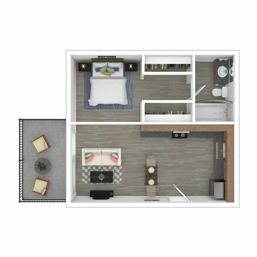Studio 3D Furnished Floor Plan - STUDIO