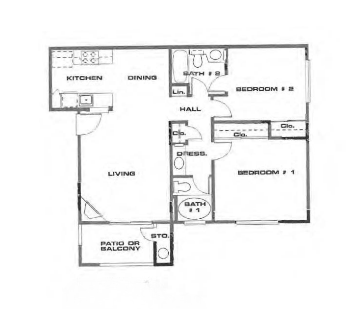 Floor Plan - 2BR, 2BA - Type C