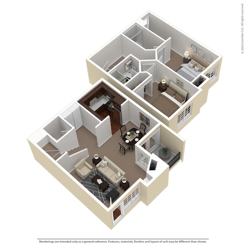 Floor Plan - 2 Bed 2.5 Bath Townhouse Plan E