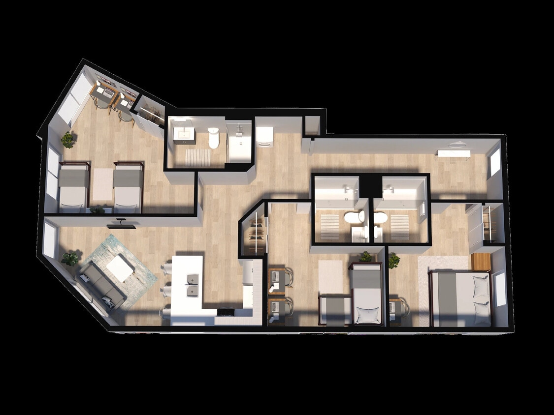 Floor Plan - Penthouse II - 3BD/3BA
