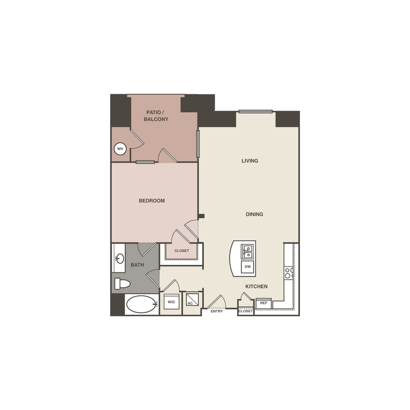 Floor Plan - 1 Bedrm 1 Bath 789   Renovated
