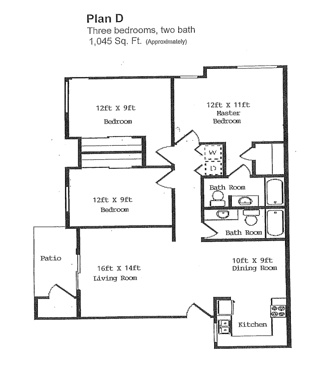 Floor Plan - Three Bedroom Two Bath