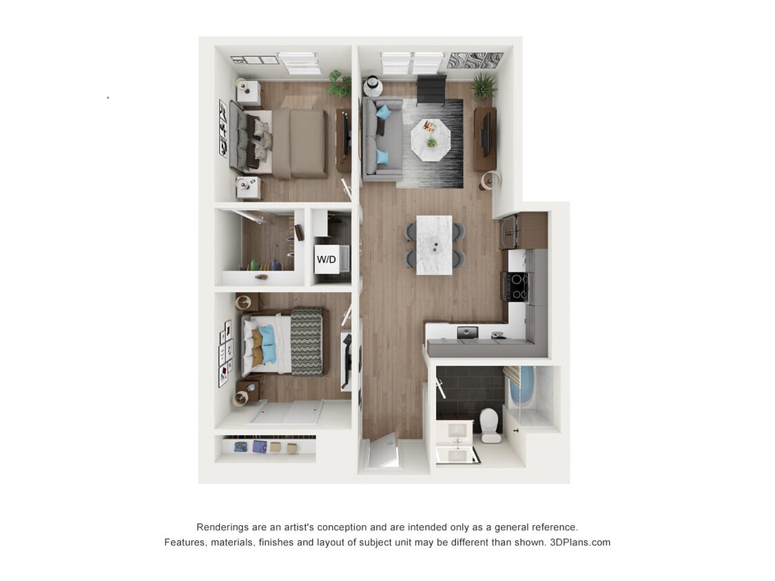 Floor Plan - 1 Bed 1 Bath +Den - 827 sqft