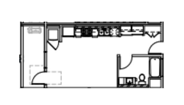 Floor Plan - 0BR/1.0BA