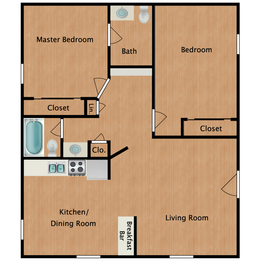 Floor Plan - 2/1.5 Down