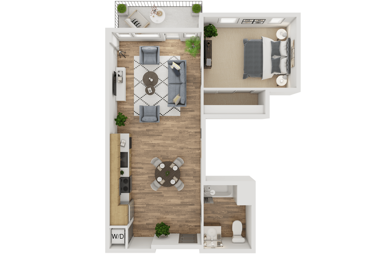 Floor Plan - 1 Bed, 1 Bath