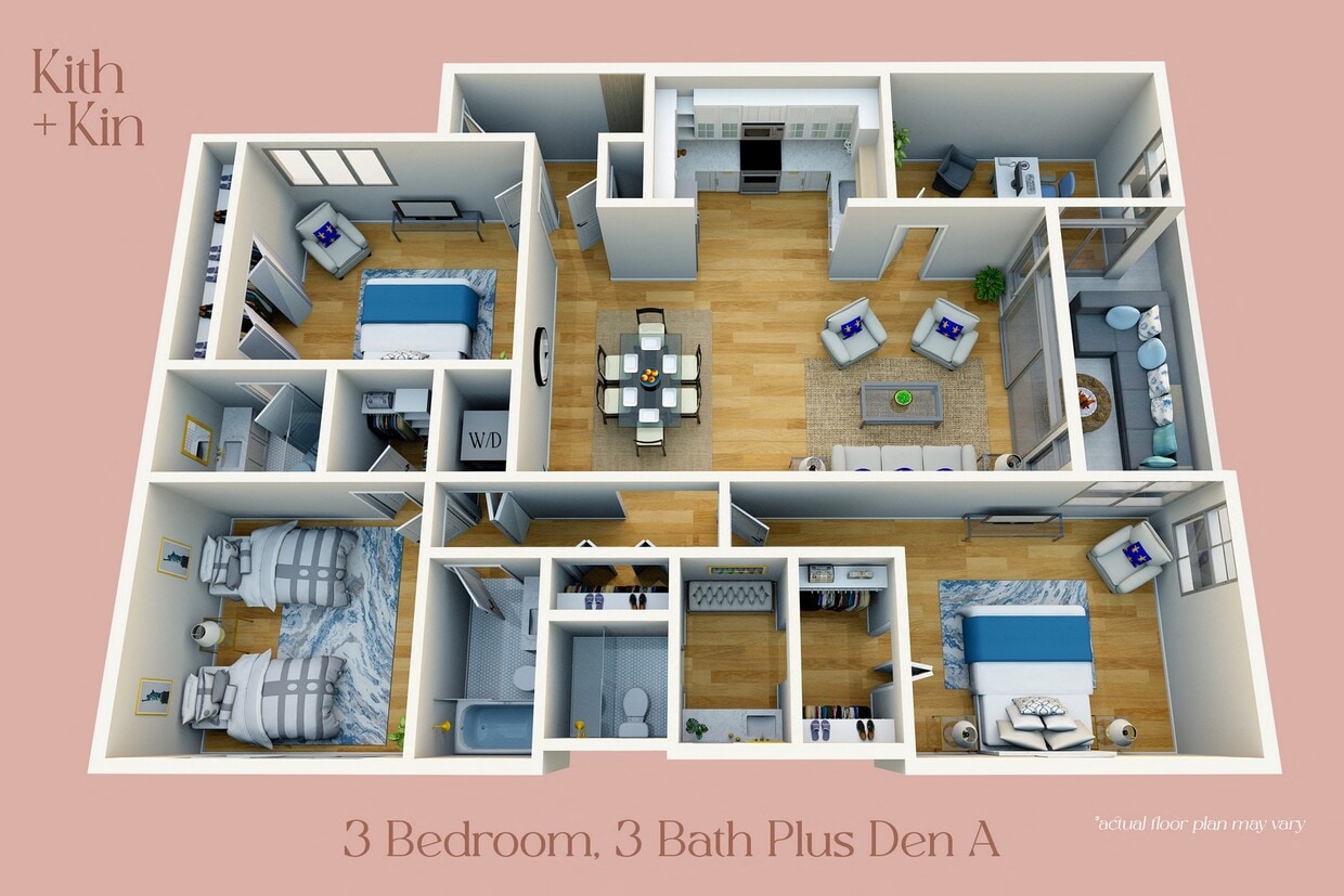 Floor Plan - 3 Bedroom, 3 Bath  Plus Den