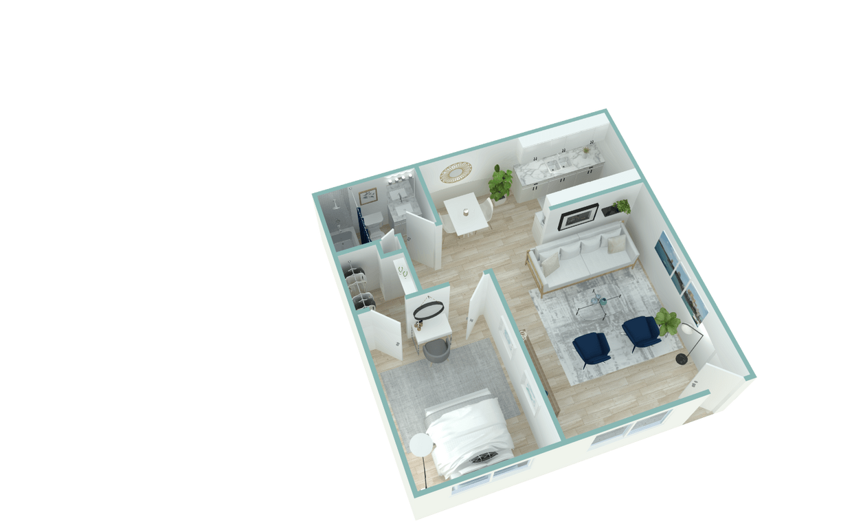 Floor Plan - 1BD, 1BTH A