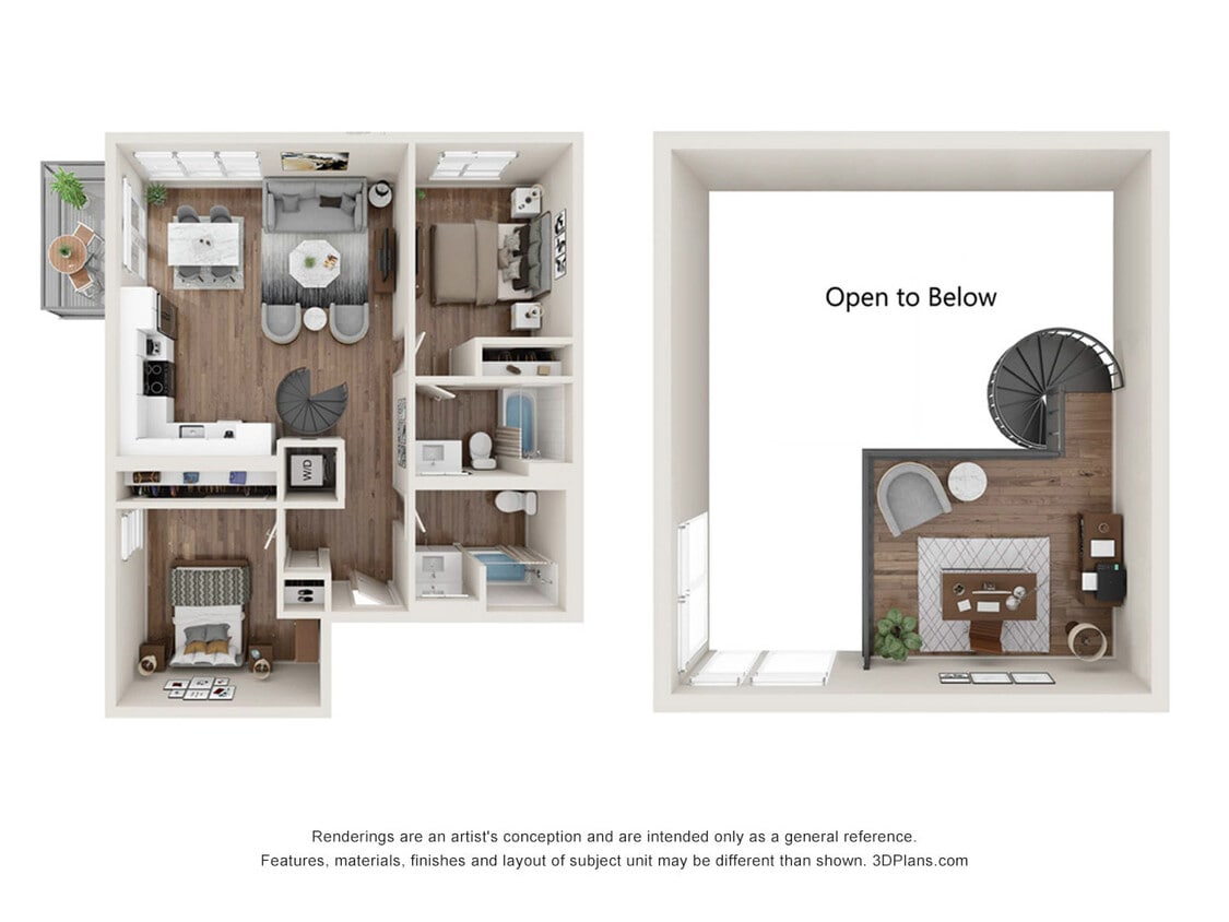 Floor Plan - 2 Bed 2 Bath - 1087 sqft