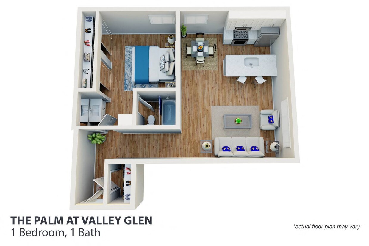 Floor Plan - 1 Bedroom, 1 Bath