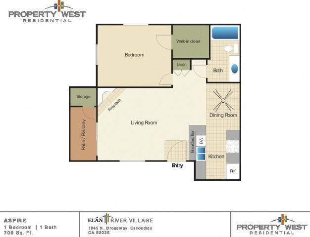 Floor Plan - 1 Bedroom 1 Bath - 11A