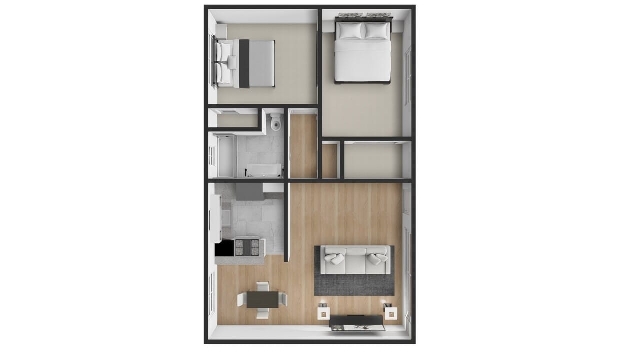 Floor Plan - Layout F - 2 bed 1 bath