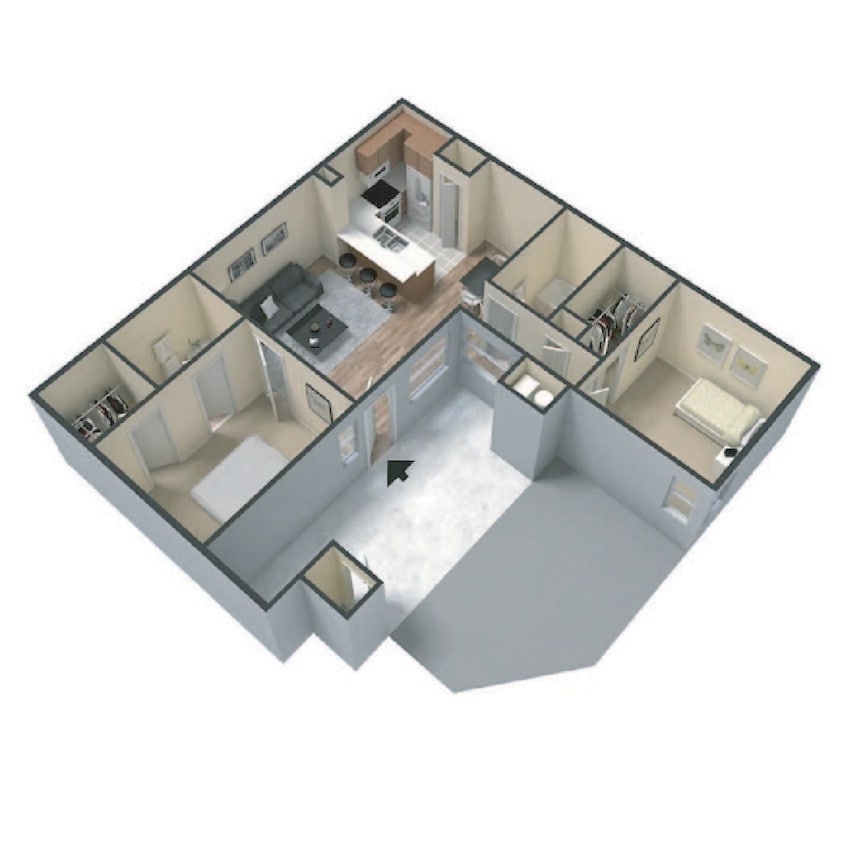 Floor Plan - 2 Bedroom 2 Bath